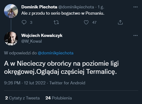 Wojciech Kowalczyk podsumował defensywę Termaliki... :D